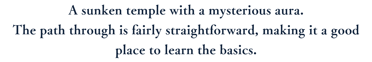 A sunken temple with a mysterious aura.